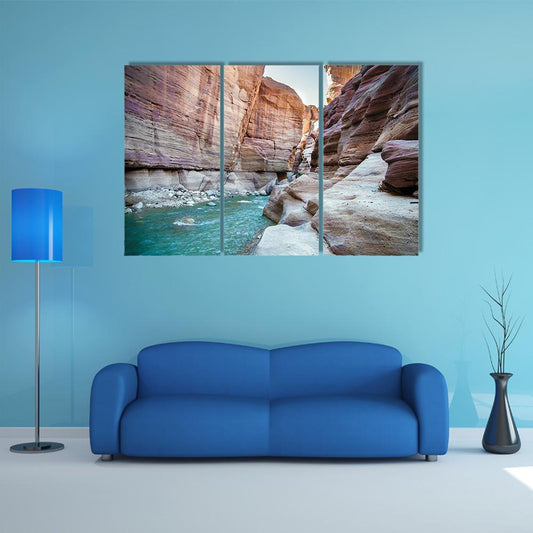Wadi Hasa Creek Jordan Canvas Wall Art-3 Horizontal-Gallery Wrap-37" x 24"-Tiaracle