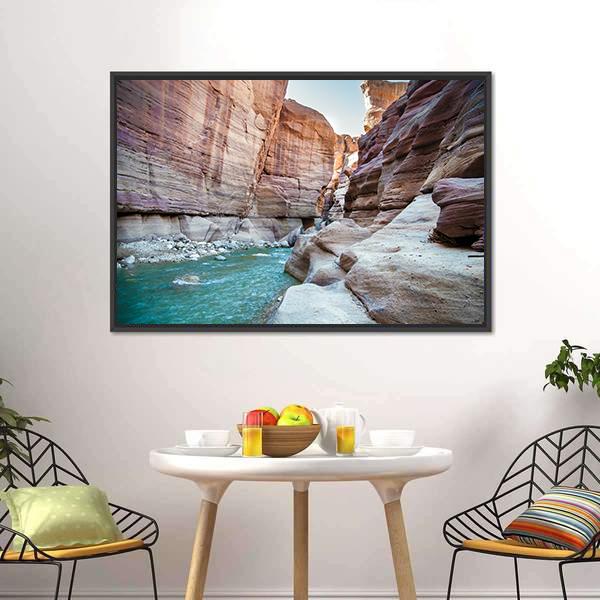 Wadi Hasa Creek Jordan Canvas Wall Art-3 Horizontal-Gallery Wrap-25" x 16"-Tiaracle