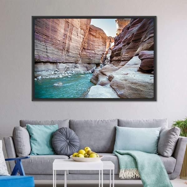 Wadi Hasa Creek Jordan Canvas Wall Art-3 Horizontal-Gallery Wrap-25" x 16"-Tiaracle