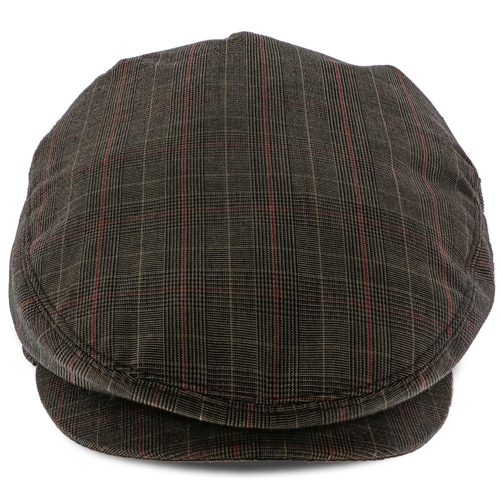 The Fairway - Walrus Hats Ivy Cap aus Polyester mit braunem/rotem Karomuster