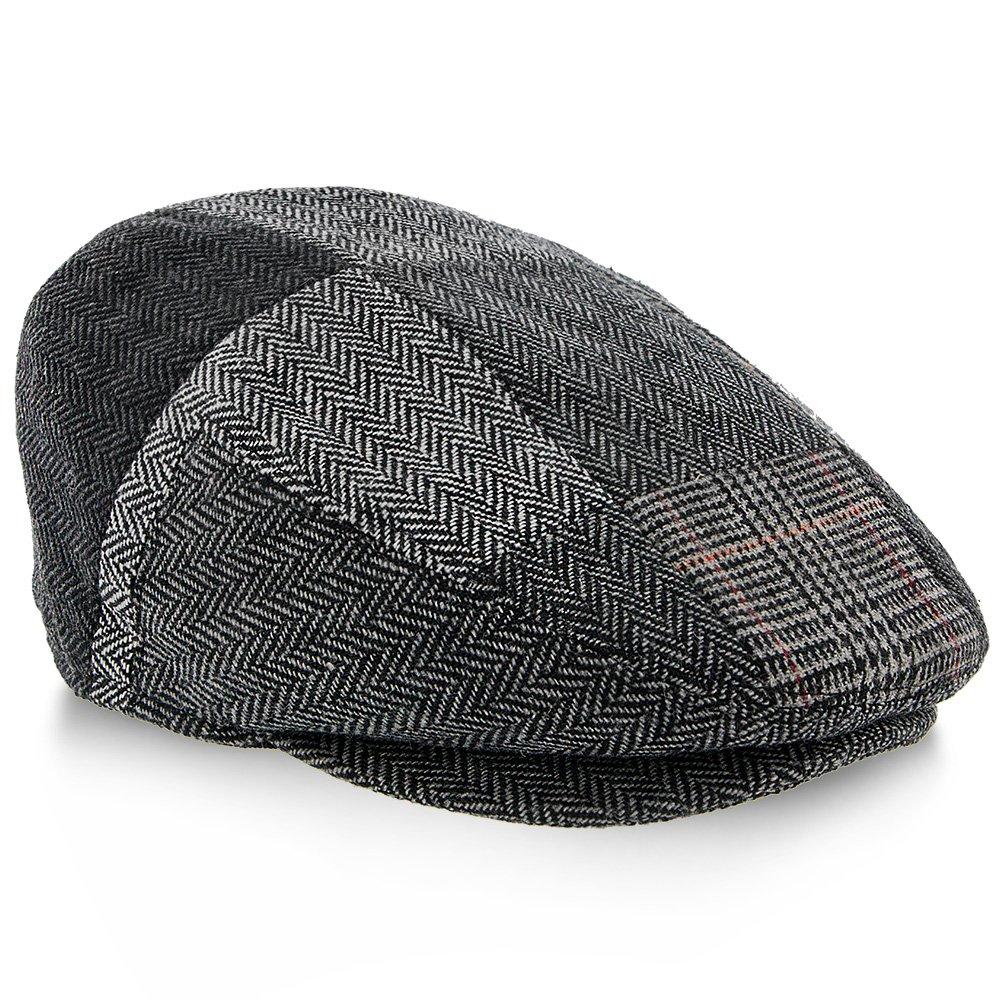 Tribeca - Walrus Hats Graue Ivy Cap aus Tweed mit Patchwork-Muster 