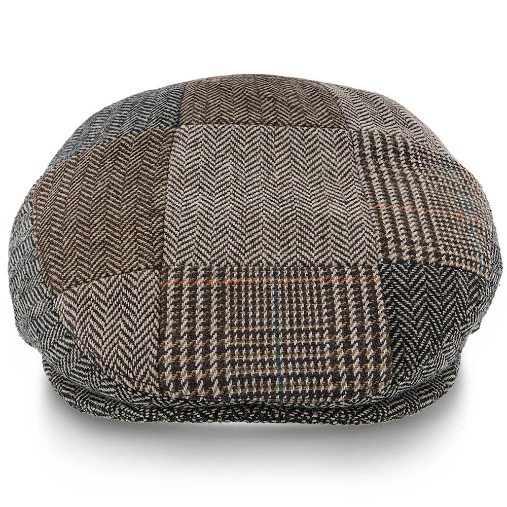 Tribeca - Walrus Hats Graue Ivy Cap aus Tweed mit Patchwork-Muster 