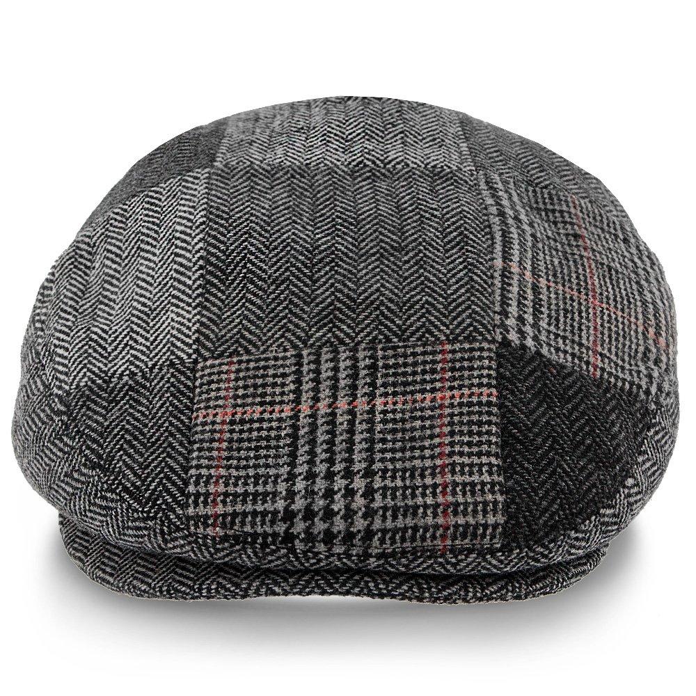 Tribeca - Walrus Hats Graue Ivy Cap aus Tweed mit Patchwork-Muster 