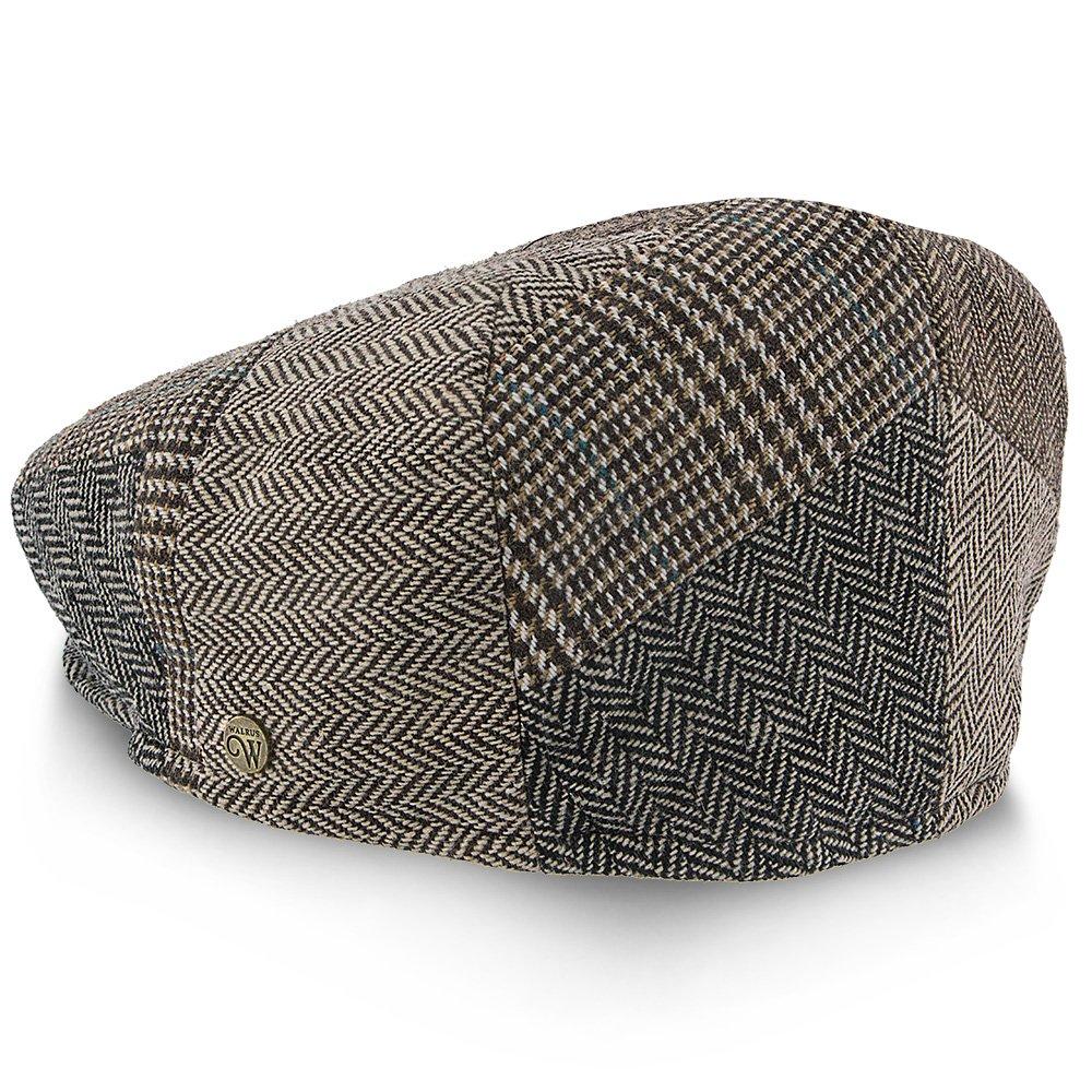 Tribeca - Walrus Hats Graue Ivy Cap aus Tweed mit Patchwork-Muster 