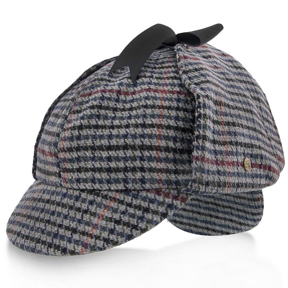Fox & Hound - Walrus Hats Multi-colored Wool Blend Checkered Sherlock Holmes Deerstalker Hat