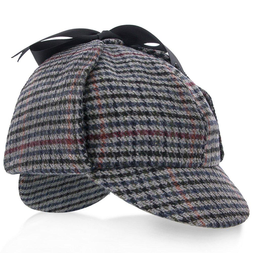 Fox & Hound - Walrus Hats Multi-colored Wool Blend Checkered Sherlock Holmes Deerstalker Hat