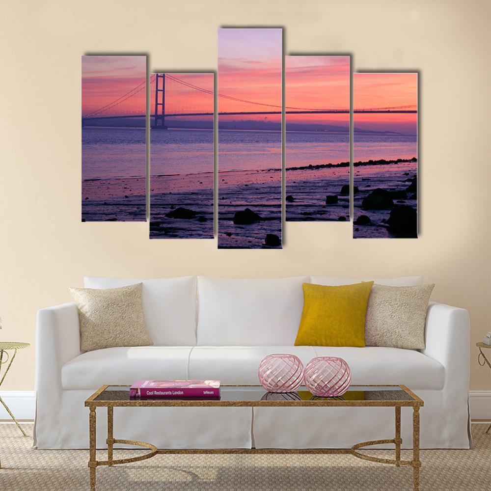 Warm Humber Bridge Canvas Wall Art-5 Pop-Gallery Wrap-47" x 32"-Tiaracle