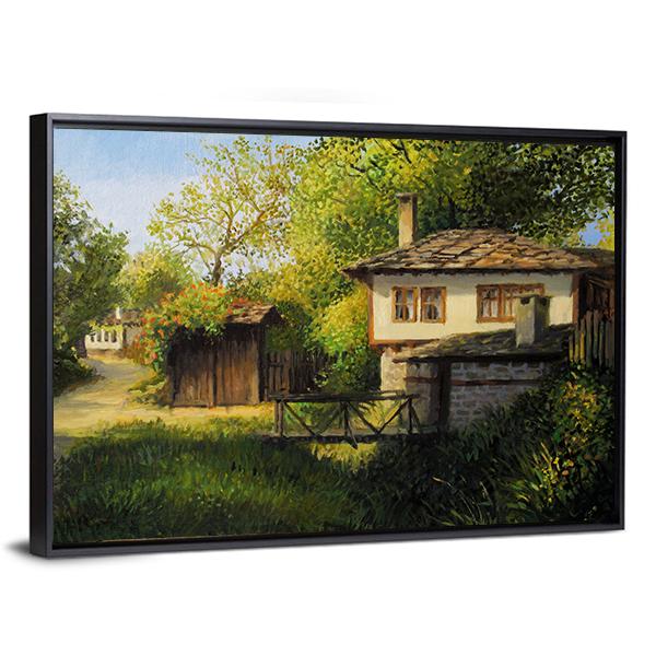 Warm Light Late Afternoon Rural Landscape In The Mountain Village Canvas Wall Art-3 Horizontal-Gallery Wrap-25" x 16"-Tiaracle