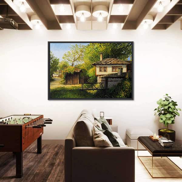 Warm Light Late Afternoon Rural Landscape In The Mountain Village Canvas Wall Art-3 Horizontal-Gallery Wrap-25" x 16"-Tiaracle