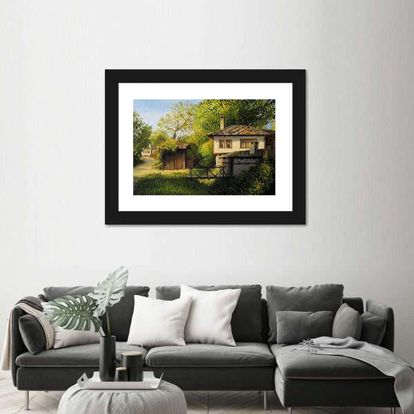 Warm Light Late Afternoon Rural Landscape In The Mountain Village Canvas Wall Art-3 Horizontal-Gallery Wrap-25" x 16"-Tiaracle