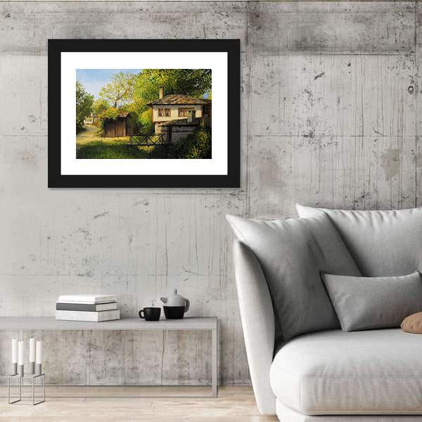 Warm Light Late Afternoon Rural Landscape In The Mountain Village Canvas Wall Art-3 Horizontal-Gallery Wrap-25" x 16"-Tiaracle