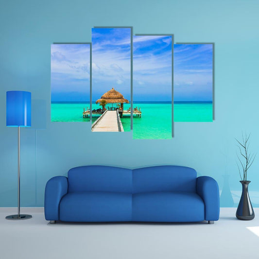 Water Cafe On Beach And Pathway Canvas Wall Art-4 Pop-Gallery Wrap-50" x 32"-Tiaracle