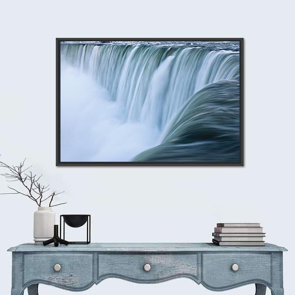 Water Over Niagara Falls Landscape Canvas Wall Art-1 Piece-Floating Frame-24" x 16"-Tiaracle