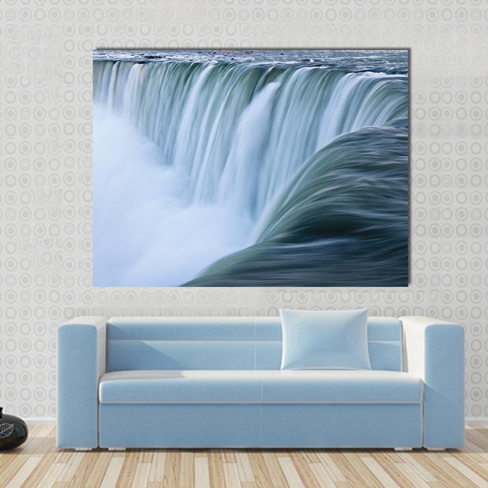 Water Over Niagara Falls Landscape Canvas Wall Art-1 Piece-Gallery Wrap-48" x 32"-Tiaracle