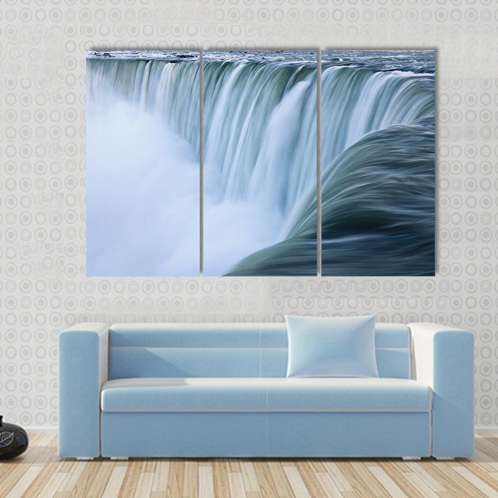 Water Over Niagara Falls Landscape Canvas Wall Art-3 Horizontal-Gallery Wrap-37" x 24"-Tiaracle