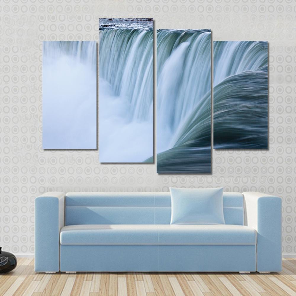 Water Over Niagara Falls Landscape Canvas Wall Art-4 Pop-Gallery Wrap-50" x 32"-Tiaracle