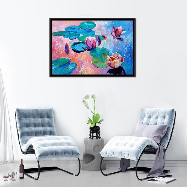 Watercolor Lilies Canvas Wall Art-3 Horizontal-Gallery Wrap-25" x 16"-Tiaracle