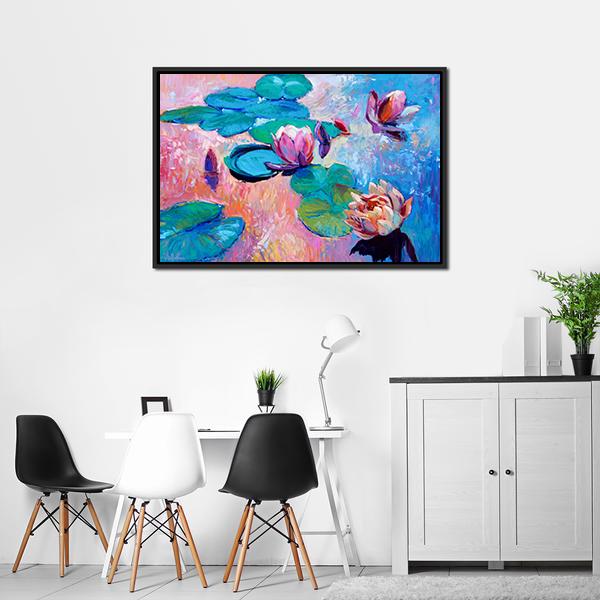 Watercolor Lilies Canvas Wall Art-3 Horizontal-Gallery Wrap-25" x 16"-Tiaracle