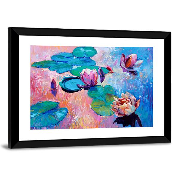 Watercolor Lilies Canvas Wall Art-3 Horizontal-Gallery Wrap-25" x 16"-Tiaracle