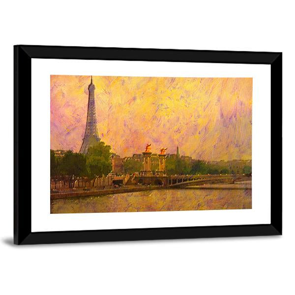 Watercolor Painting Of Eiffel Tower Paris Canvas Wall Art-3 Horizontal-Gallery Wrap-25" x 16"-Tiaracle