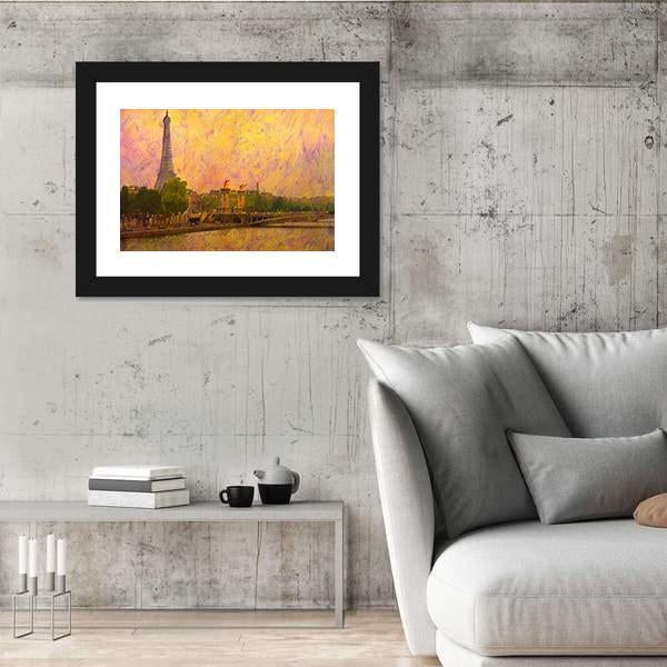 Watercolor Painting Of Eiffel Tower Paris Canvas Wall Art-3 Horizontal-Gallery Wrap-25" x 16"-Tiaracle