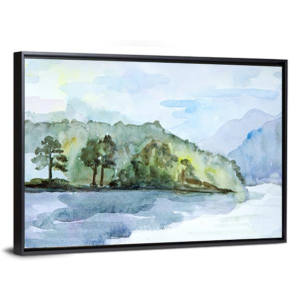 Watercolor Seascape Canvas Wall Art-3 Horizontal-Gallery Wrap-25" x 16"-Tiaracle