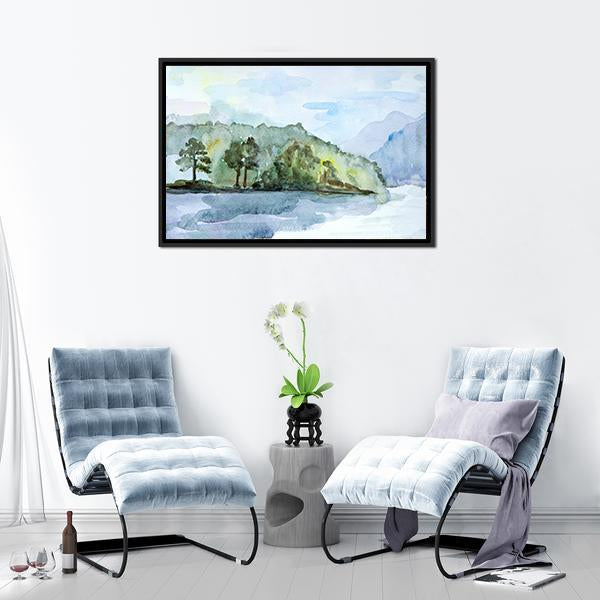 Watercolor Seascape Canvas Wall Art-3 Horizontal-Gallery Wrap-25" x 16"-Tiaracle