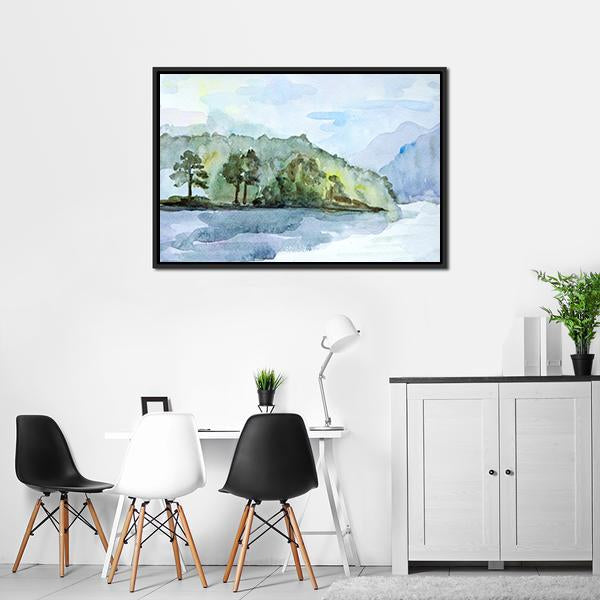 Watercolor Seascape Canvas Wall Art-3 Horizontal-Gallery Wrap-25" x 16"-Tiaracle