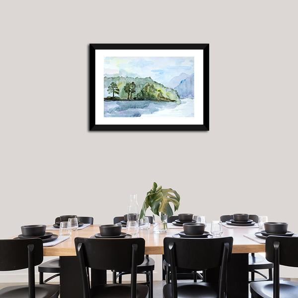 Watercolor Seascape Canvas Wall Art-3 Horizontal-Gallery Wrap-25" x 16"-Tiaracle