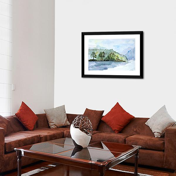 Watercolor Seascape Canvas Wall Art-3 Horizontal-Gallery Wrap-25" x 16"-Tiaracle