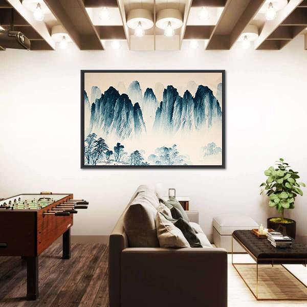 Watercolor Sketch Of High Mountains And Trees Canvas Wall Art-3 Horizontal-Gallery Wrap-25" x 16"-Tiaracle