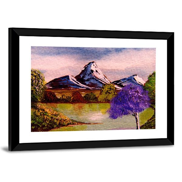 Watercolor Sketch Of Mountains Canvas Wall Art-3 Horizontal-Gallery Wrap-25" x 16"-Tiaracle