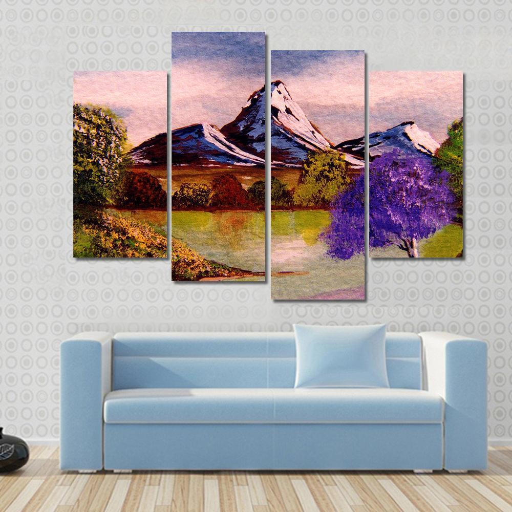 Watercolor Sketch Of Mountains Canvas Wall Art-4 Pop-Gallery Wrap-50" x 32"-Tiaracle