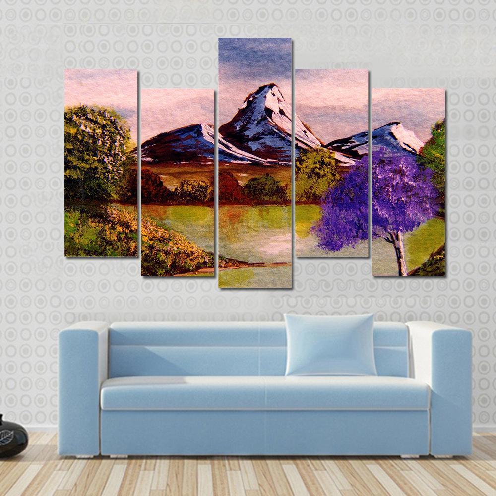 Watercolor Sketch Of Mountains Canvas Wall Art-5 Pop-Gallery Wrap-47" x 32"-Tiaracle