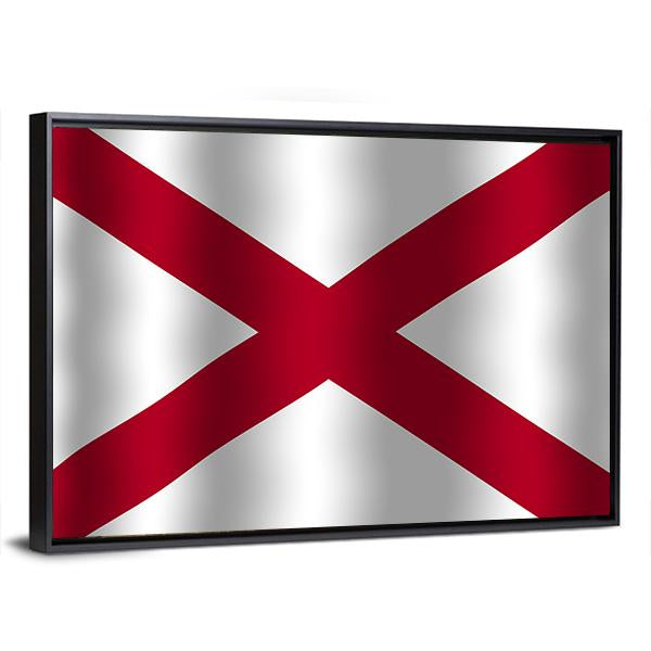 Waving Alabama State Flag Canvas Wall Art-3 Horizontal-Gallery Wrap-25" x 16"-Tiaracle