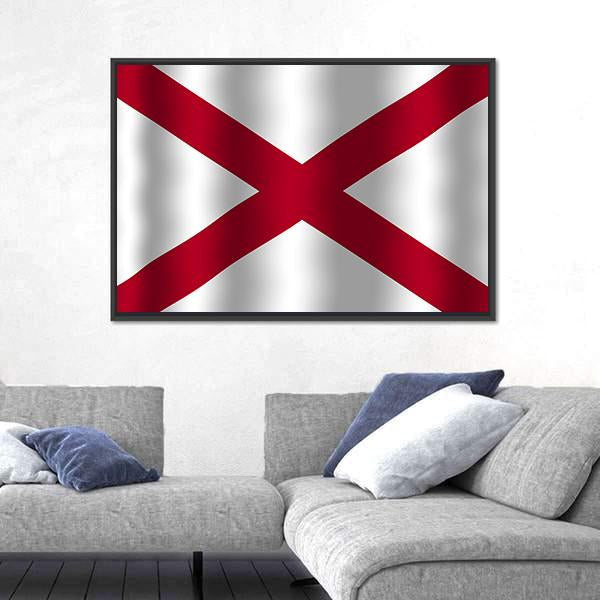 Waving Alabama State Flag Canvas Wall Art-3 Horizontal-Gallery Wrap-25" x 16"-Tiaracle