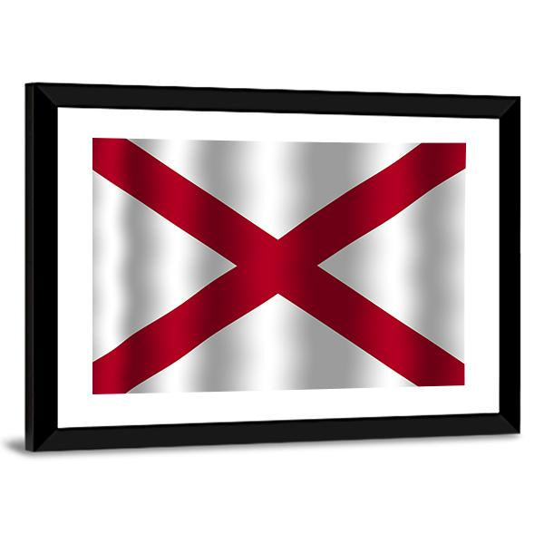 Waving Alabama State Flag Canvas Wall Art-3 Horizontal-Gallery Wrap-25" x 16"-Tiaracle