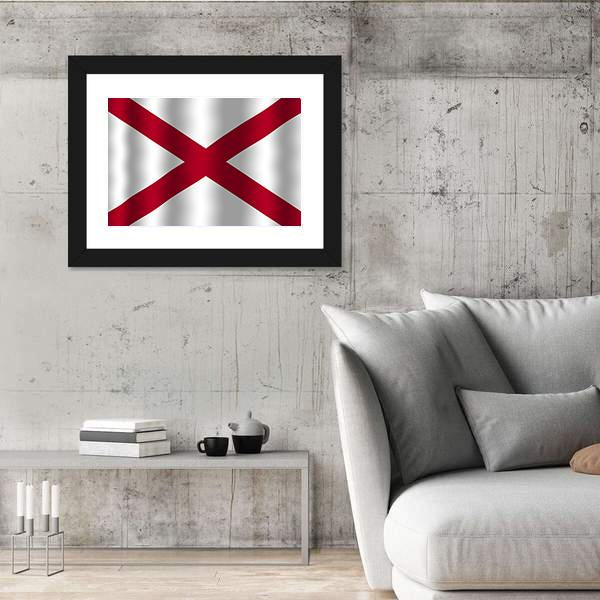 Waving Alabama State Flag Canvas Wall Art-3 Horizontal-Gallery Wrap-25" x 16"-Tiaracle