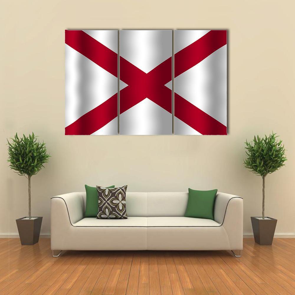 Waving Alabama State Flag Canvas Wall Art-3 Horizontal-Gallery Wrap-37" x 24"-Tiaracle