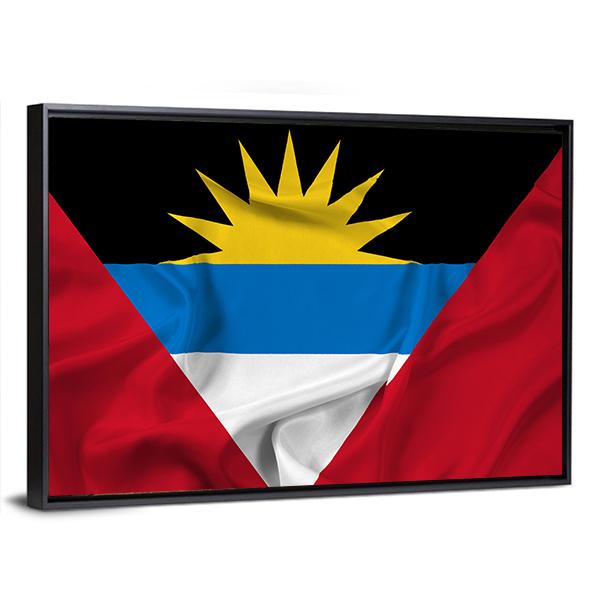 Waving Antigua And Barbuda Canvas Wall Art-3 Horizontal-Gallery Wrap-25" x 16"-Tiaracle