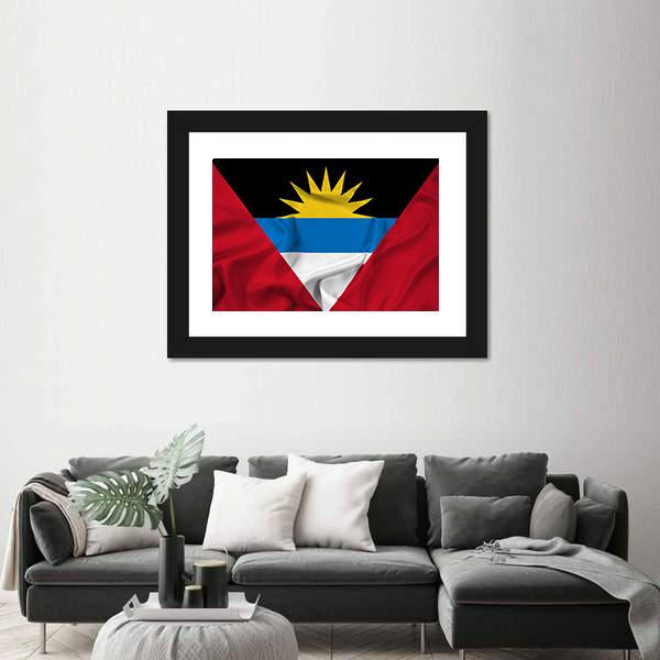 Waving Antigua And Barbuda Canvas Wall Art-3 Horizontal-Gallery Wrap-25" x 16"-Tiaracle