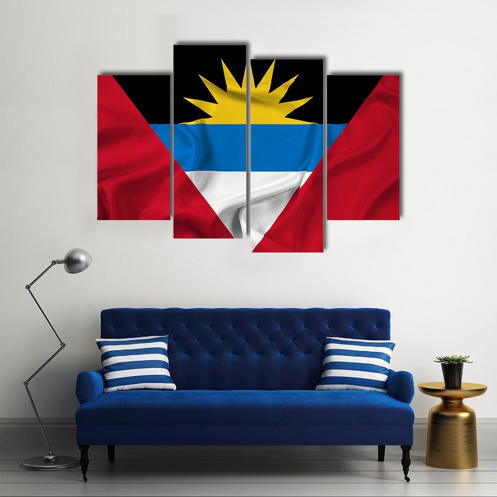 Waving Antigua And Barbuda Canvas Wall Art-4 Pop-Gallery Wrap-50" x 32"-Tiaracle