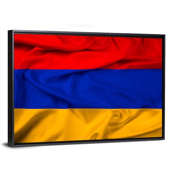 Waving Armenia Flag Canvas Wall Art-3 Horizontal-Gallery Wrap-25" x 16"-Tiaracle
