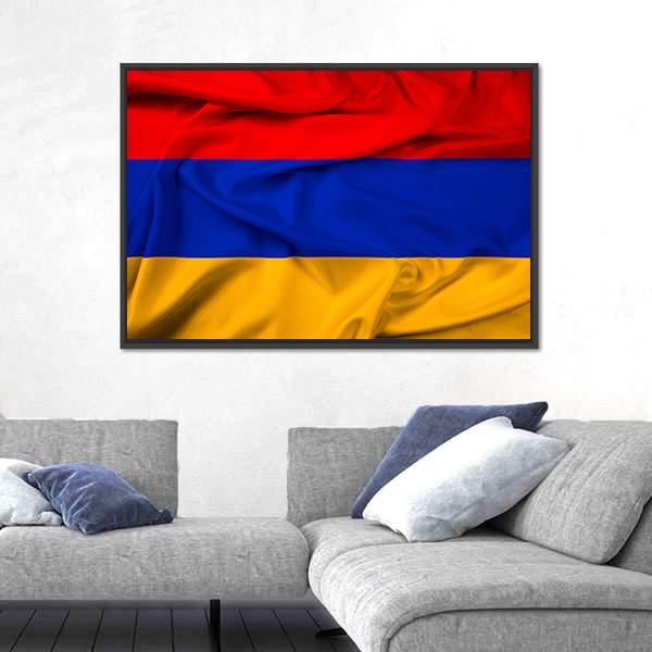 Waving Armenia Flag Canvas Wall Art-3 Horizontal-Gallery Wrap-25" x 16"-Tiaracle