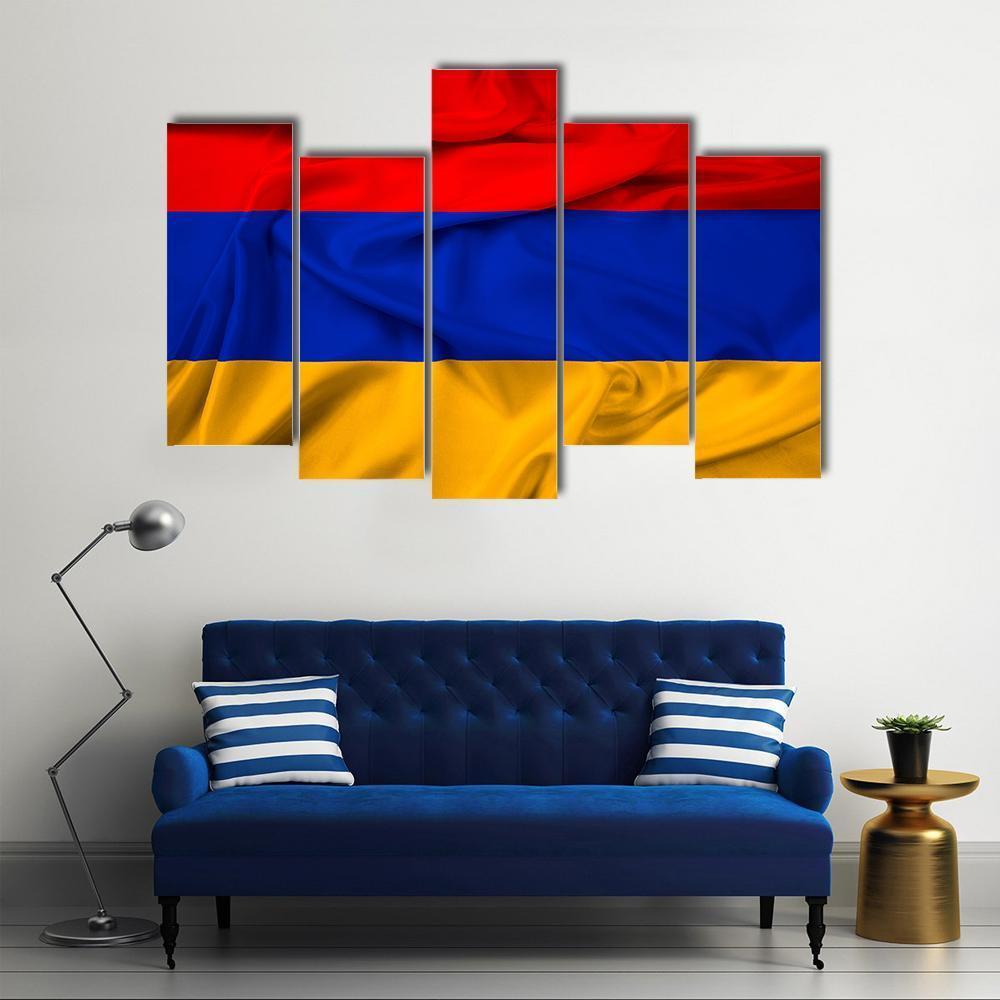 Waving Armenia Flag Canvas Wall Art-5 Pop-Gallery Wrap-47" x 32"-Tiaracle
