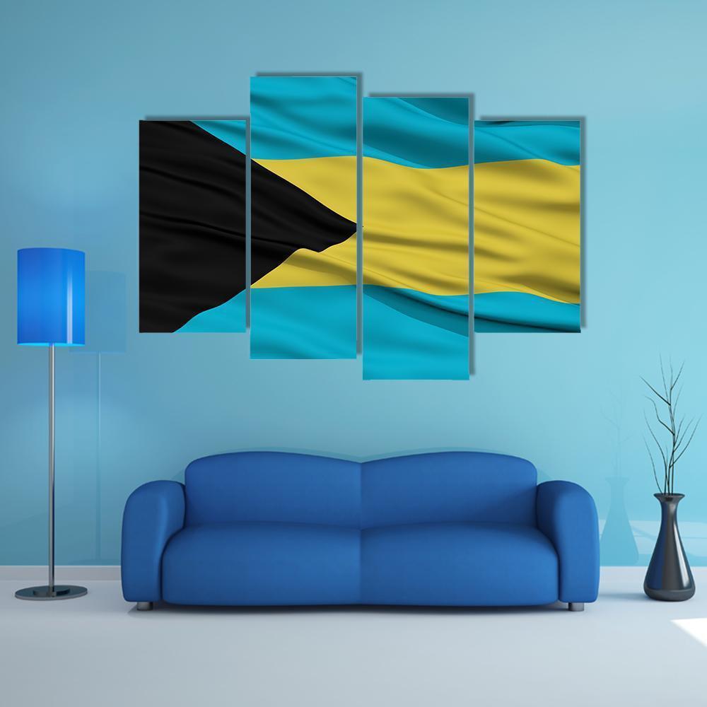 Waving Bahamas Flag Canvas Wall Art-4 Pop-Gallery Wrap-50" x 32"-Tiaracle