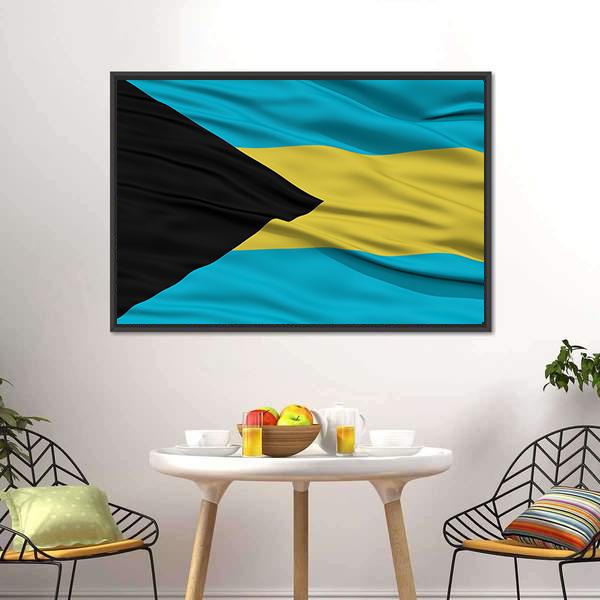 Waving Bahamas Flag Canvas Wall Art-1 Piece-Floating Frame-24" x 16"-Tiaracle