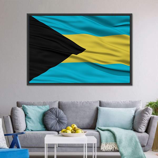 Waving Bahamas Flag Canvas Wall Art-3 Horizontal-Gallery Wrap-25" x 16"-Tiaracle