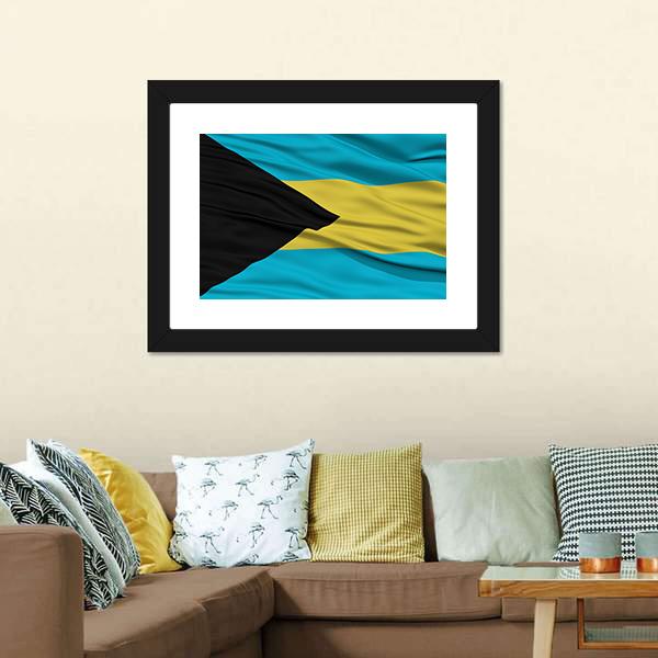 Waving Bahamas Flag Canvas Wall Art-1 Piece-Framed Print-20" x 16"-Tiaracle