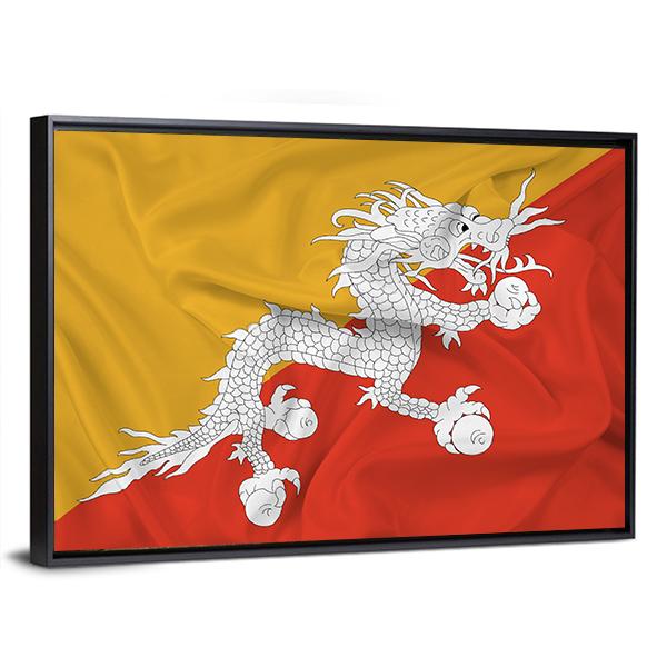 Waving Bhutan Flag Canvas Wall Art-3 Horizontal-Gallery Wrap-25" x 16"-Tiaracle